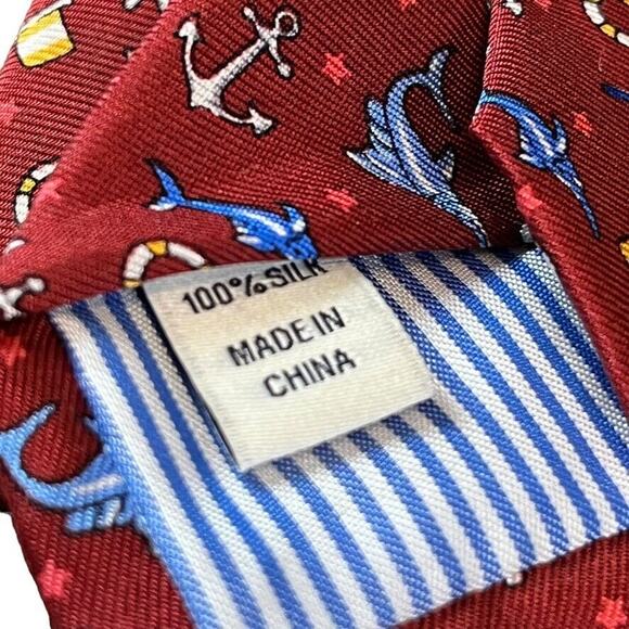 Jos A Bank Joseph 1905 Red Nautical Blue Marlin Mens 100% Silk Necktie Neck Tie - Picture 3 of 16